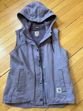 Carhartt Purple Hooded Sherpa-Lined Work Vest